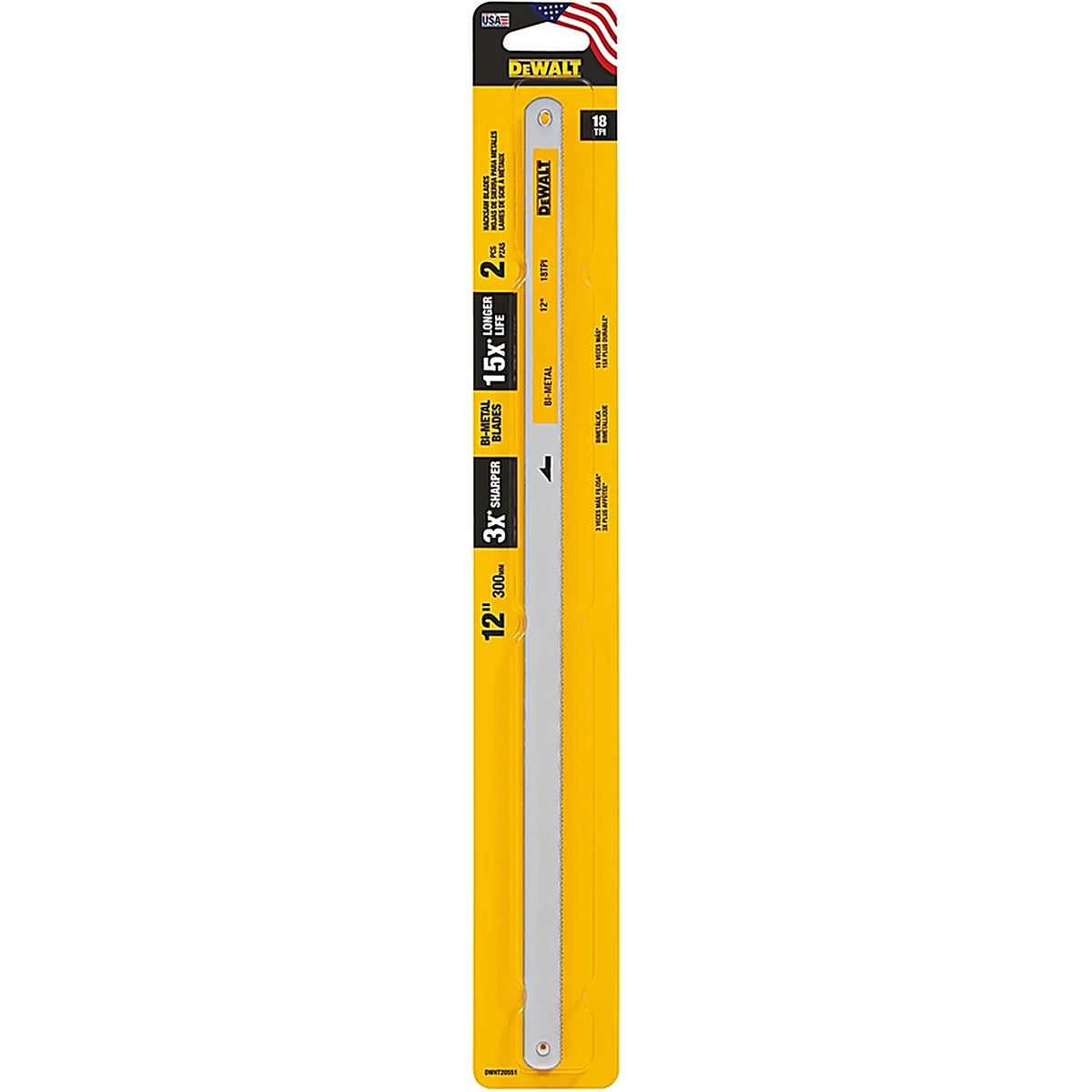 DeWalt - DWHT20551 - 12 in. Bi-Metal Hacksaw Blades 18 TPI 2 pk