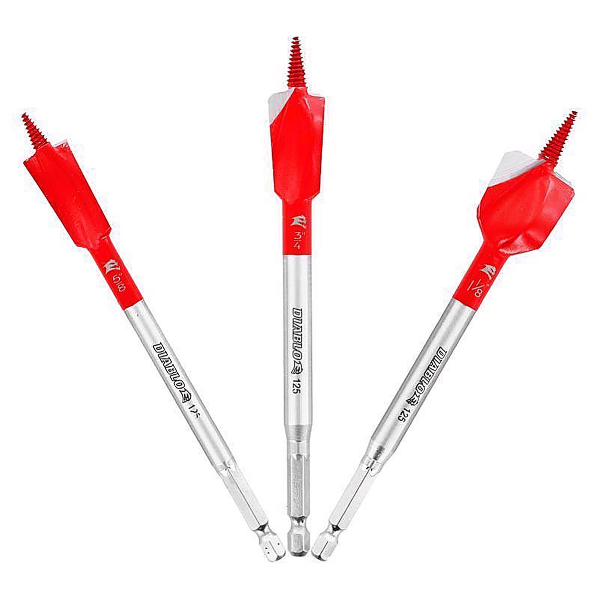 Diablo - DSPD4910-S3 - 6 in. L High Carbon Steel Nail-Embedded Wood Spade Bit Set Hex Shank 3 pc
