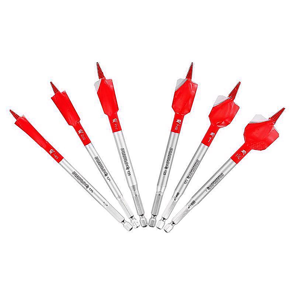 Diablo - DSPD4920-S6 - 6 in. L High Carbon Steel Nail-Embedded Wood Spade Bit Set Hex Shank 6 pc