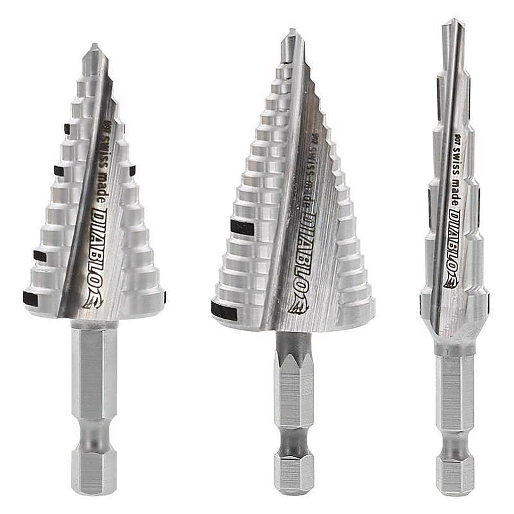 Diablo - DSDS003 - M2 Steel Step Drill Bit Set Hex Shank 3 pc