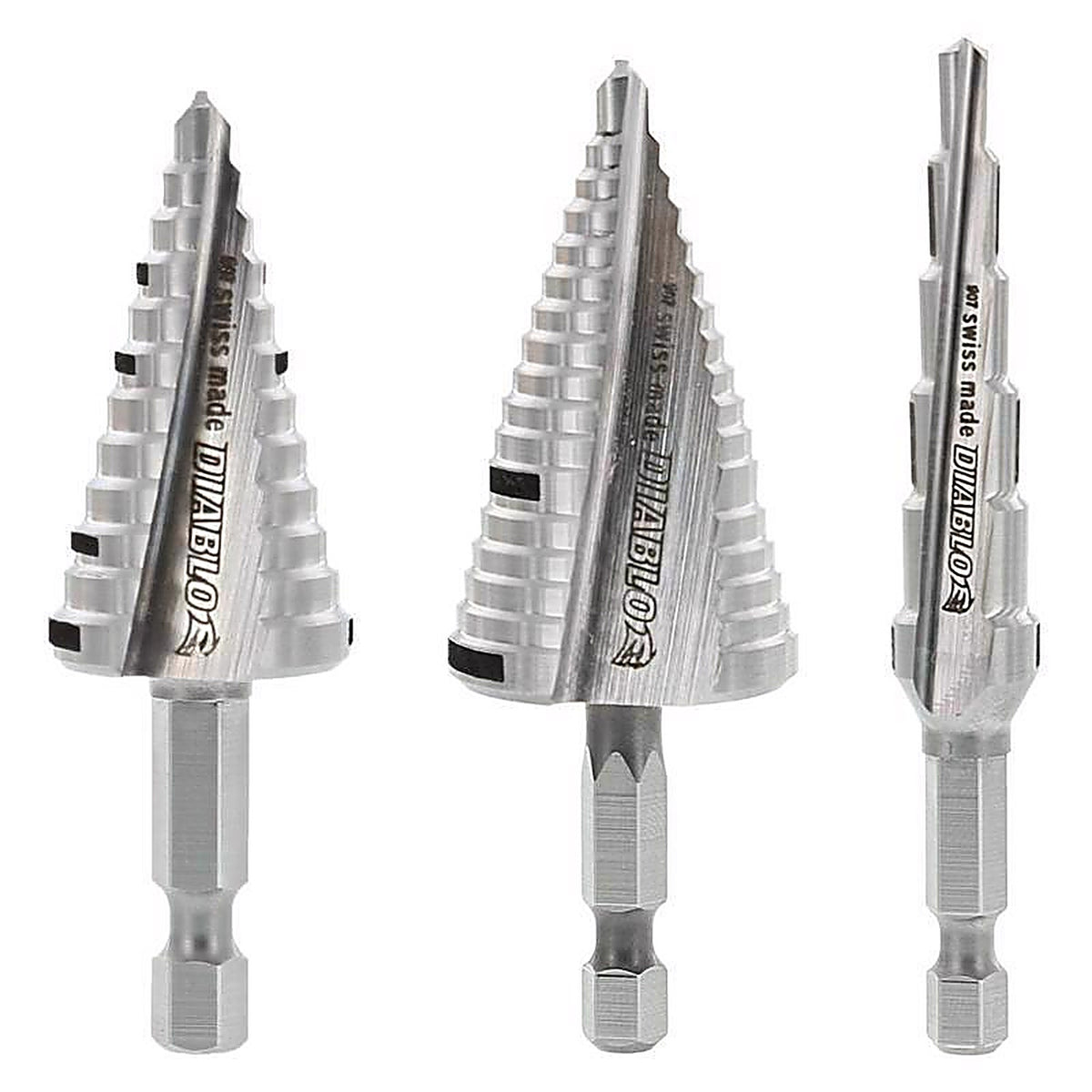 Diablo - DSDS003 - M2 Steel Step Drill Bit Set Hex Shank 3 pc