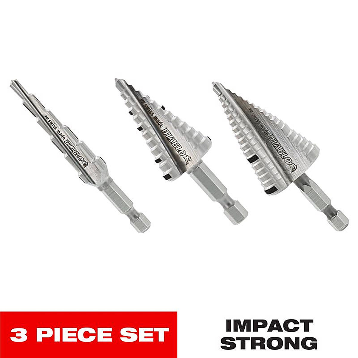 Diablo - DSDS003 - M2 Steel Step Drill Bit Set Hex Shank 3 pc