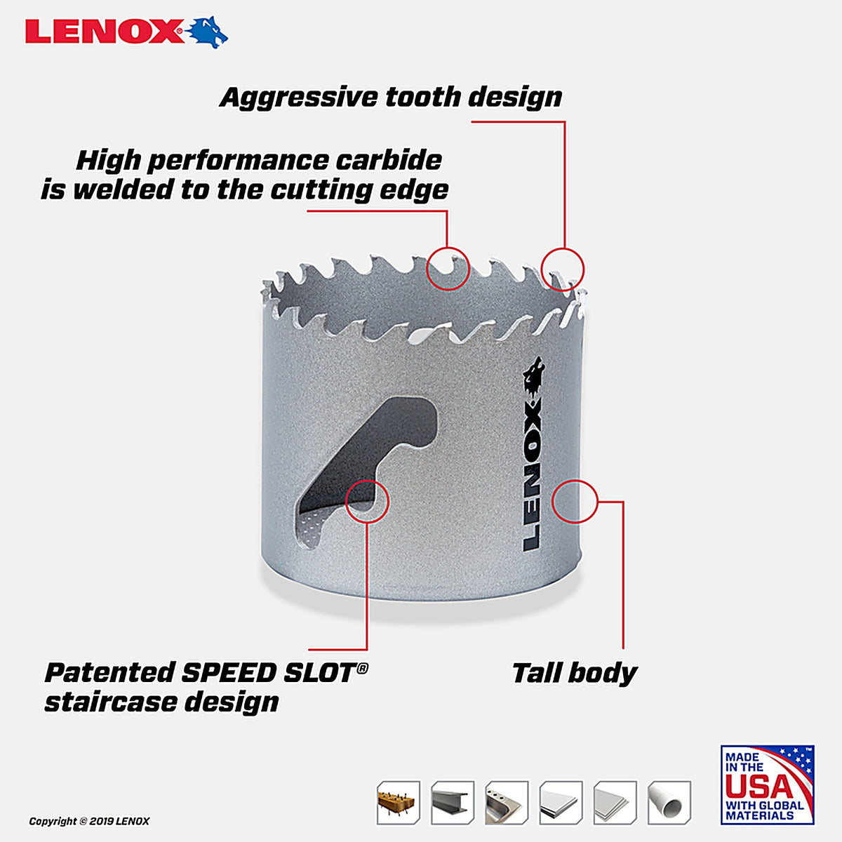 Lenox - LXAH3218 - Speed Slot 2-1/8 in. Carbide Tipped Hole Saw 1 pc