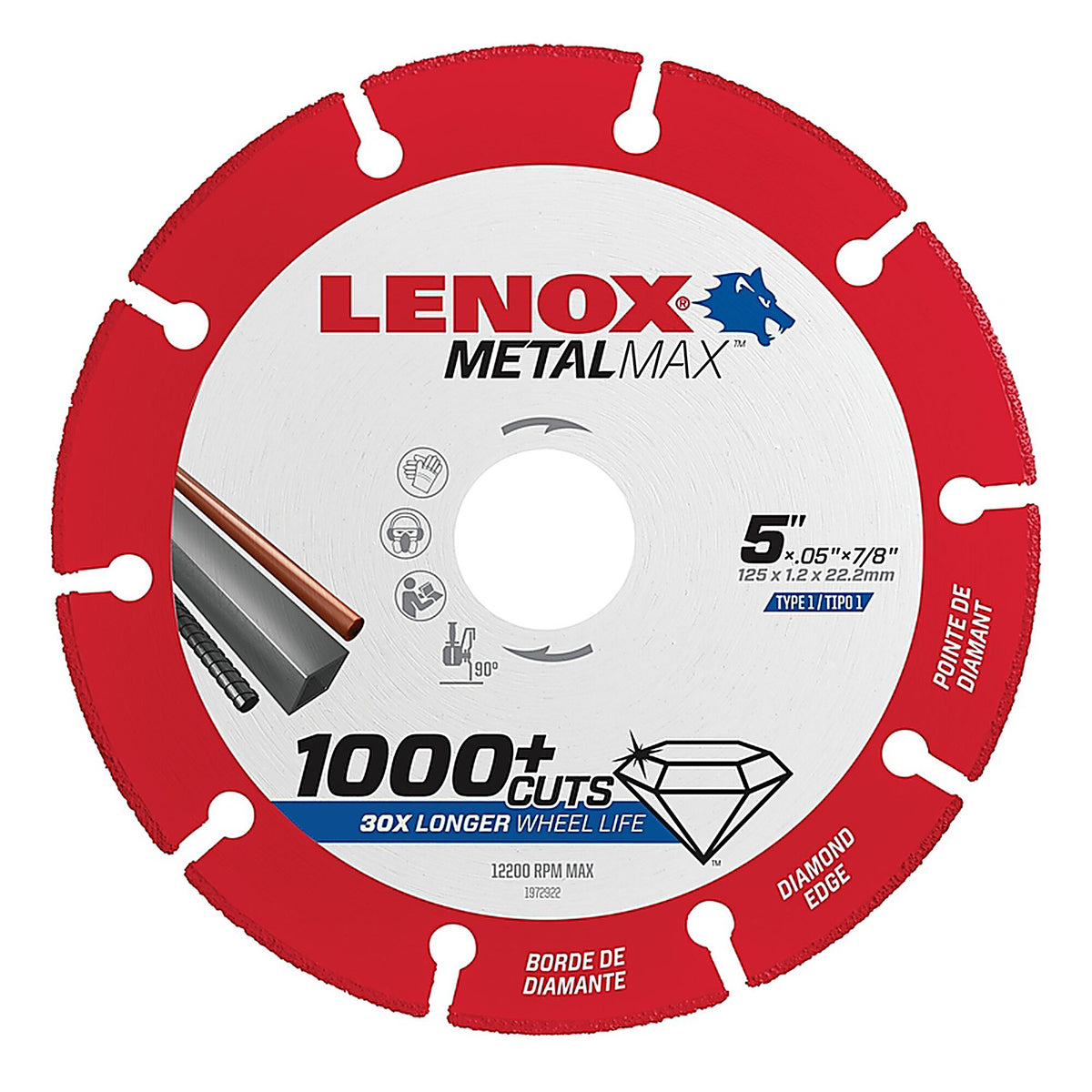 Lenox - 1972922 - MetalMax 5 in. D X 7/8 in. S Diamond/Metal Cut-Off Wheel 1 pc