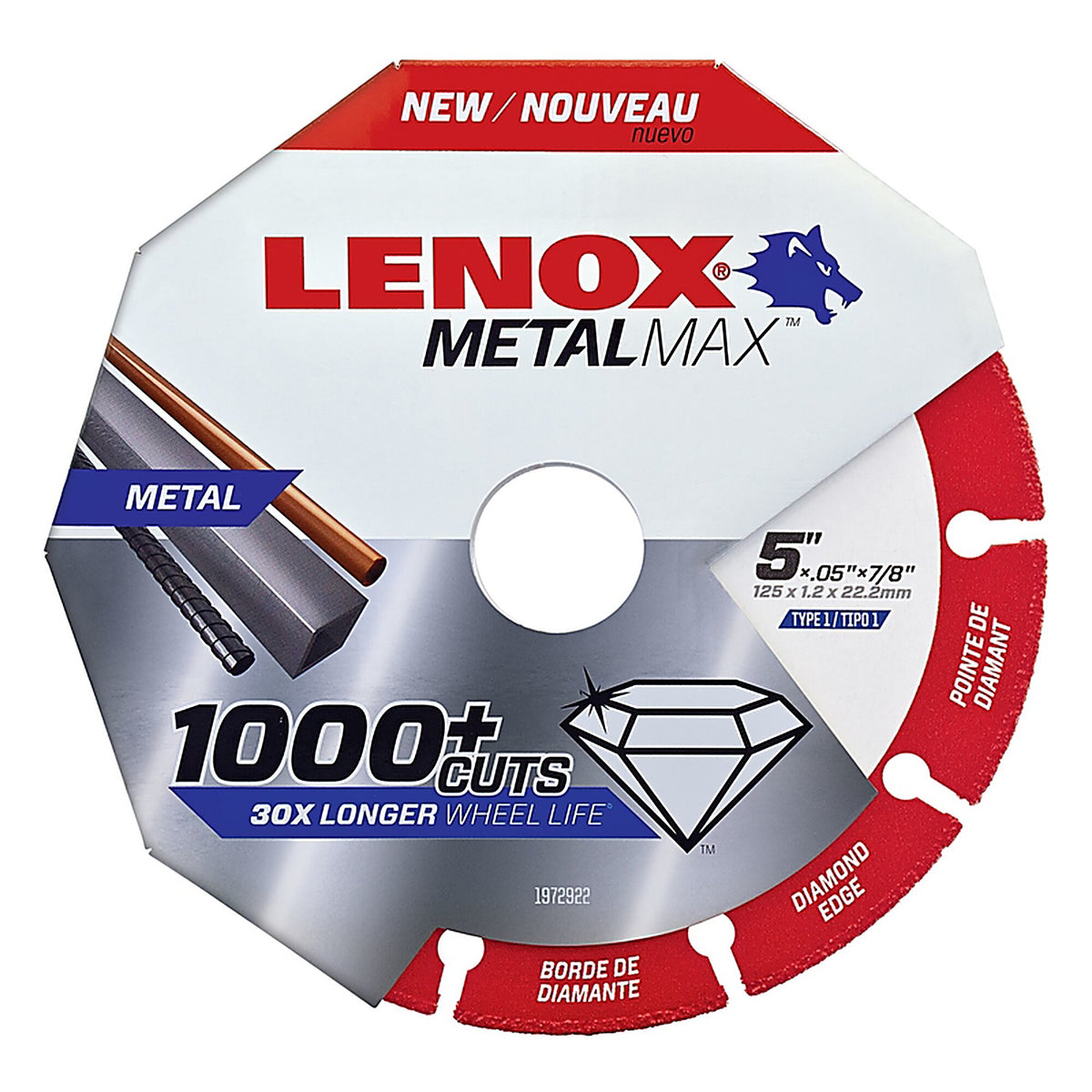Lenox - 1972922 - MetalMax 5 in. D X 7/8 in. S Diamond/Metal Cut-Off Wheel 1 pc