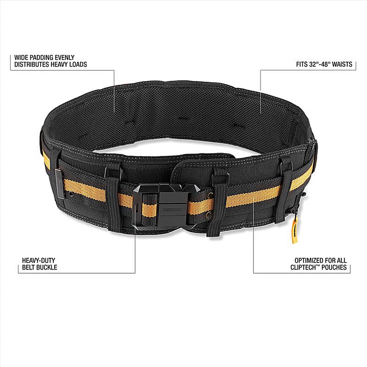 ToughBuilt - TB-CT-41P-2BES - Polyester Heavy Duty Padded Belt with Back Support 4.25 in. L X 13.5 in. H Black/Orange O