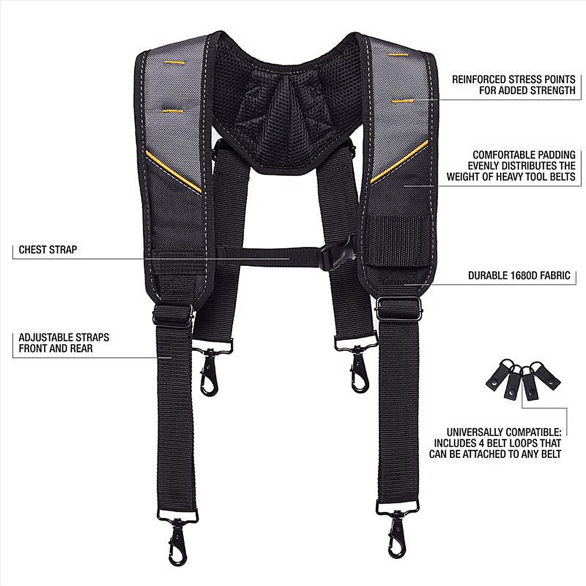 ToughBuilt - TB-CT-51P-2BES - 1.18 in. L X 6.3 in. W Nylon Suspenders Black/Gray 1 pair