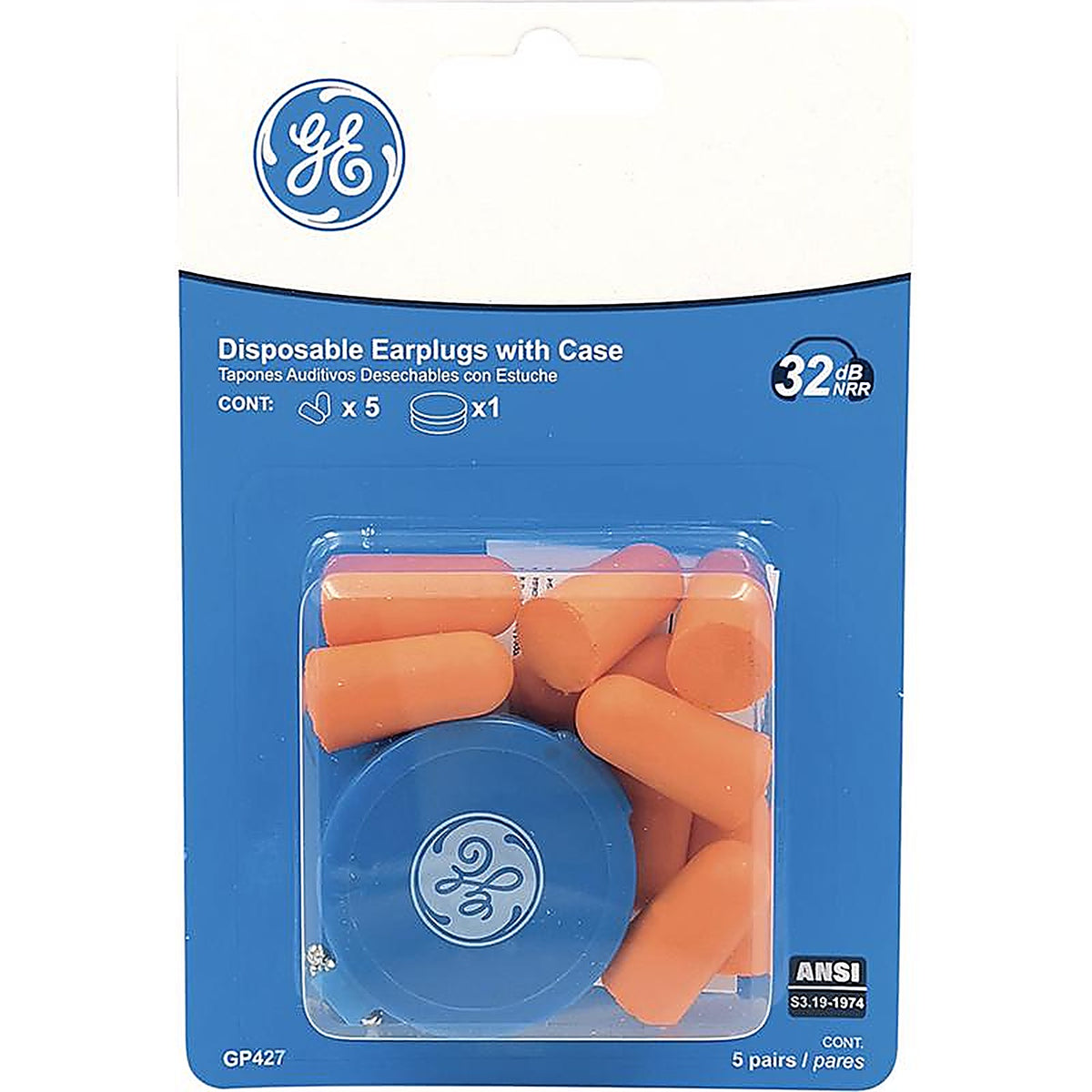 GE - GP427 - 32 dB Polyurethane Foam Bullet Earplugs Orange 5 pair