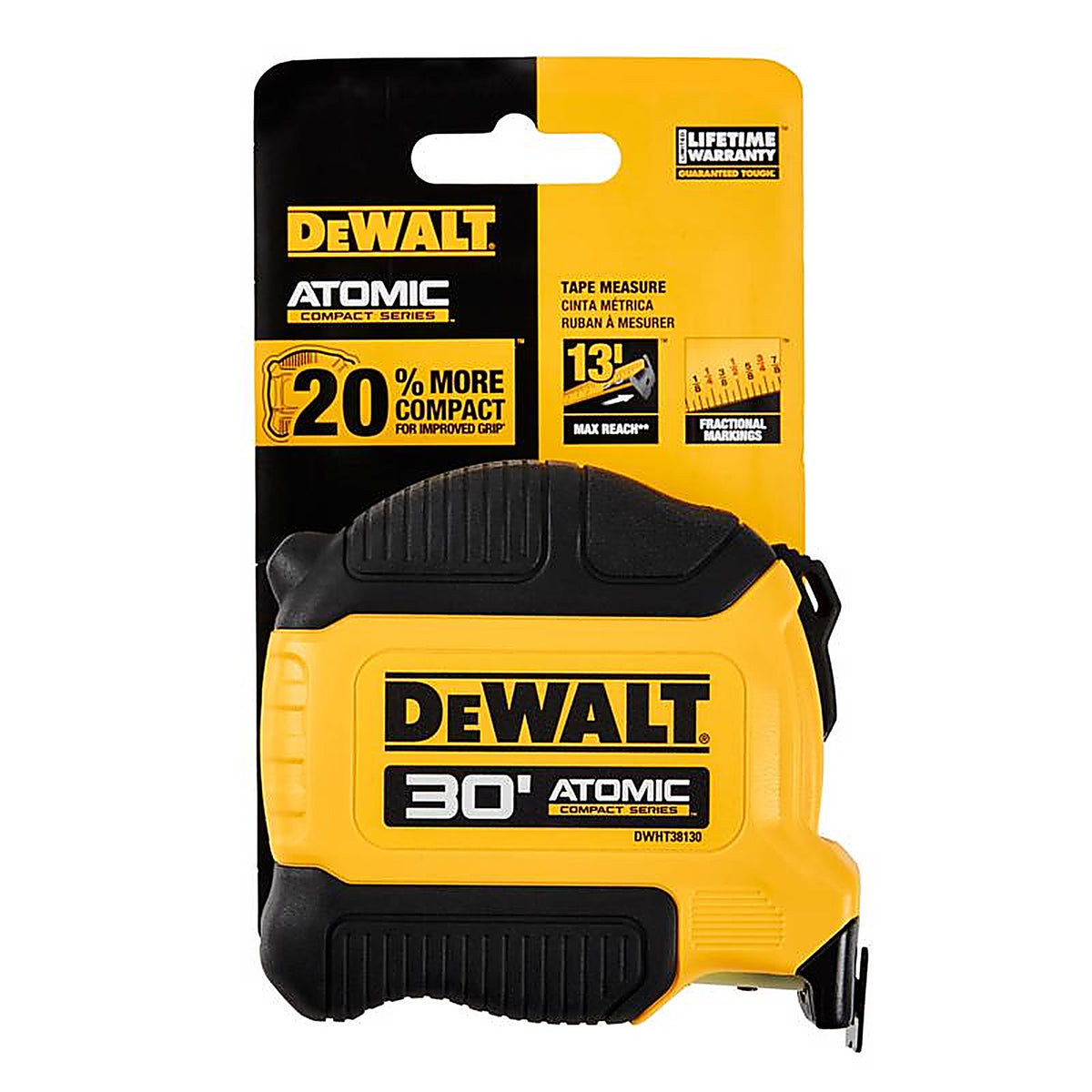 DeWalt - DWHT38130S - Atomic Compact 30 ft. L X 1-1/8 in. W Tape Measure 1 pk