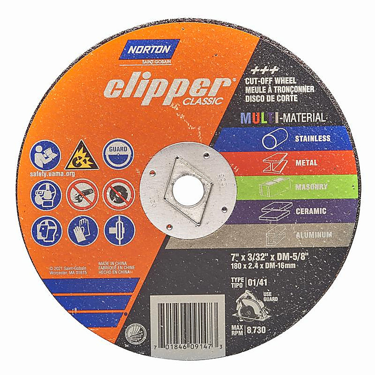 Norton - 70184609147 - Clipper 7 in. D X 5/8 in. Aluminum Oxide/Silicon Carbide Classic Cut-Off Wheel 1 pk