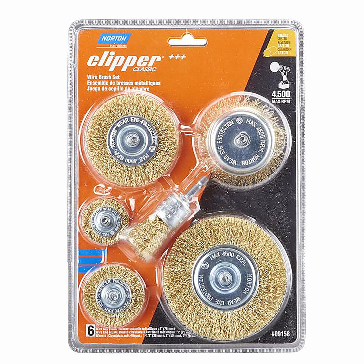 Norton - 70184609158 - Clipper 1 in. Wire Wheel Brush Brass 4500 rpm 6 pc