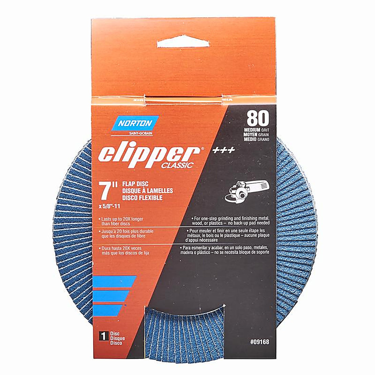 Norton - 70184609168 - Clipper 7 in. D X 5/8-11 in. Zirconia Alumina/X-Wt Cotton Flap Disc 80 Grit 1 pc