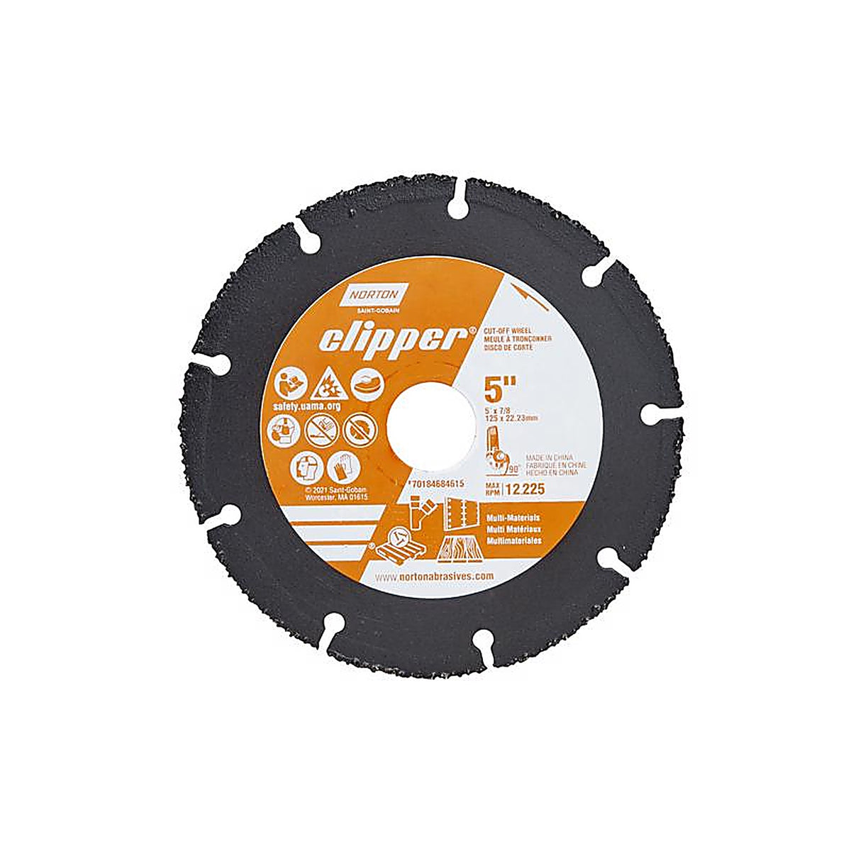 Norton - 70184684615 - Clipper 5 in. D X 7/8 in. Carbide Cut-Off Wheel 1 pc