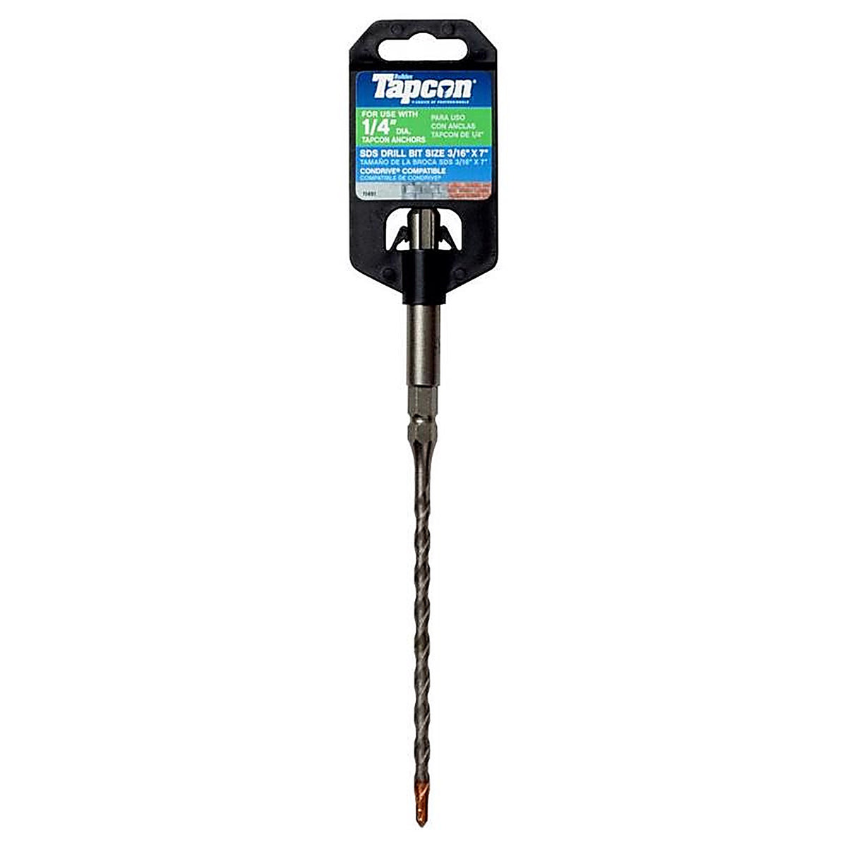 Tapcon - 11491 - 3/16 in. X 7 in. L Carbide Tipped Drill Bit SDS-Plus Shank 1 pk