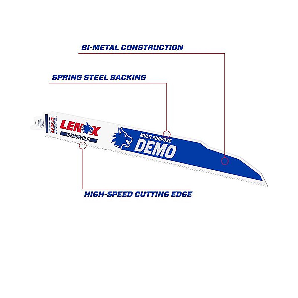 Lenox - LXAR1250R - DEMOWOLF 12 in. Bi-Metal WAVE EDGE Reciprocating Saw Blade 10 TPI 5 pk