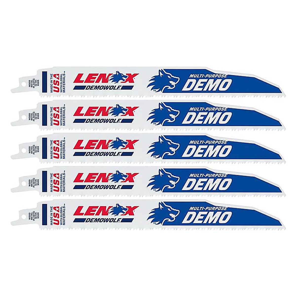 Lenox - LXAR950R - DEMOWOLF 9 in. Bi-Metal WAVE EDGE Reciprocating Saw Blade 10 TPI 5 pk
