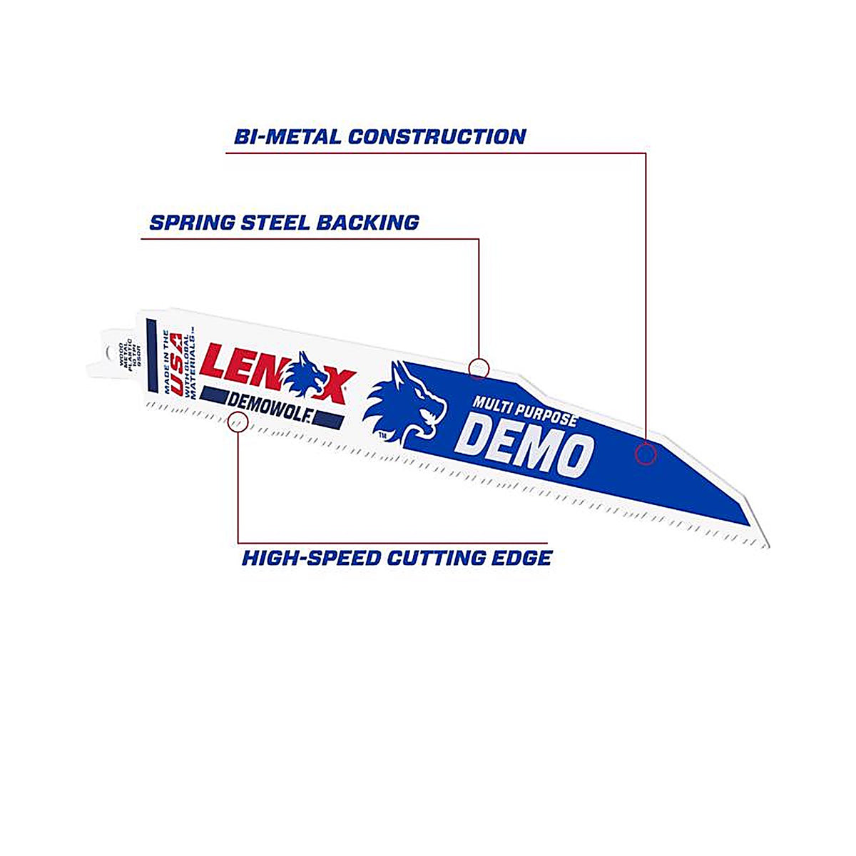 Lenox - LXAR950R - DEMOWOLF 9 in. Bi-Metal WAVE EDGE Reciprocating Saw Blade 10 TPI 5 pk