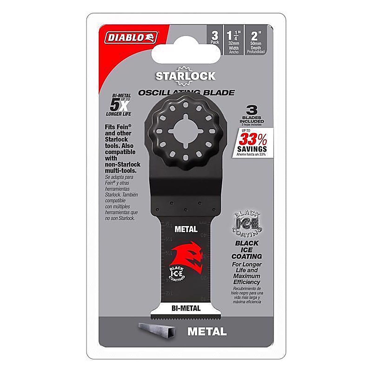 Diablo - DOS125BF3 - Starlock 1-1/4 in. W Bi-Metal Curved Contact Edge Oscillating Blade Metal 3 pk
