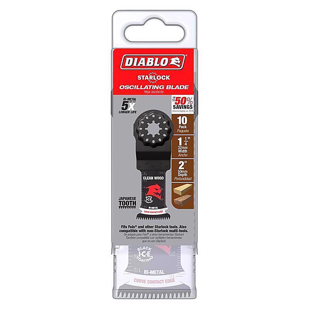 Diablo - DOS125JBW10 - Starlock 1-1/4 in. W Bi-Metal Curved Contact Edge Oscillating Blade Clean Wood 10 pk