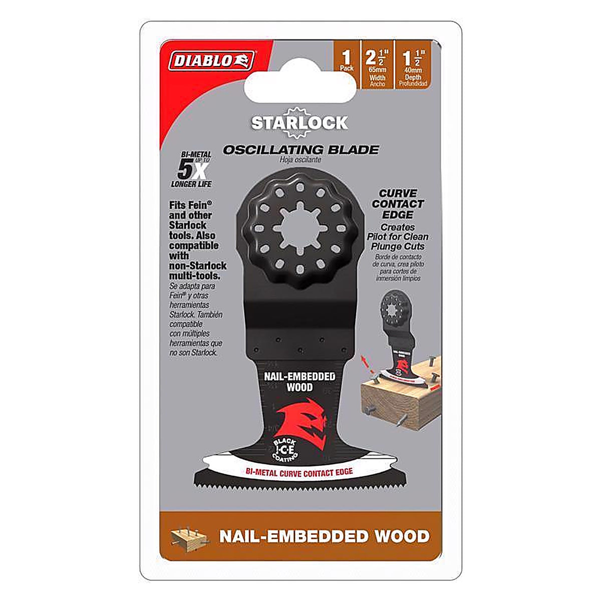 Diablo - DOS250BW10 - Starlock 2-1/2 in. W Bi-Metal Curved Contact Edge Oscillating Blade Nail-Embedded Wood 10 pk