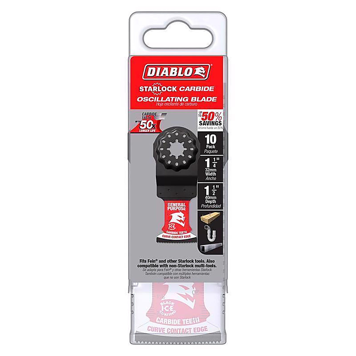 Diablo - DOS125CGP10 - Starlock 1-1/4 in. W Carbide Oscillating Blade General Purpose Cuts 10 pk