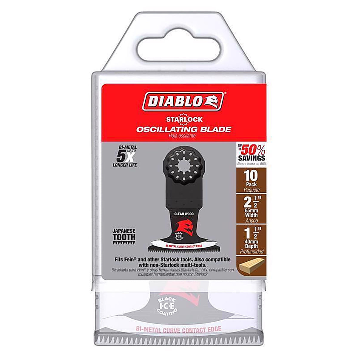 Diablo - DOS250JBW10 - Starlock 2-1/2 in. W Bi-Metal Curved Contact Edge Oscillating Blade Clean Wood 10 pk