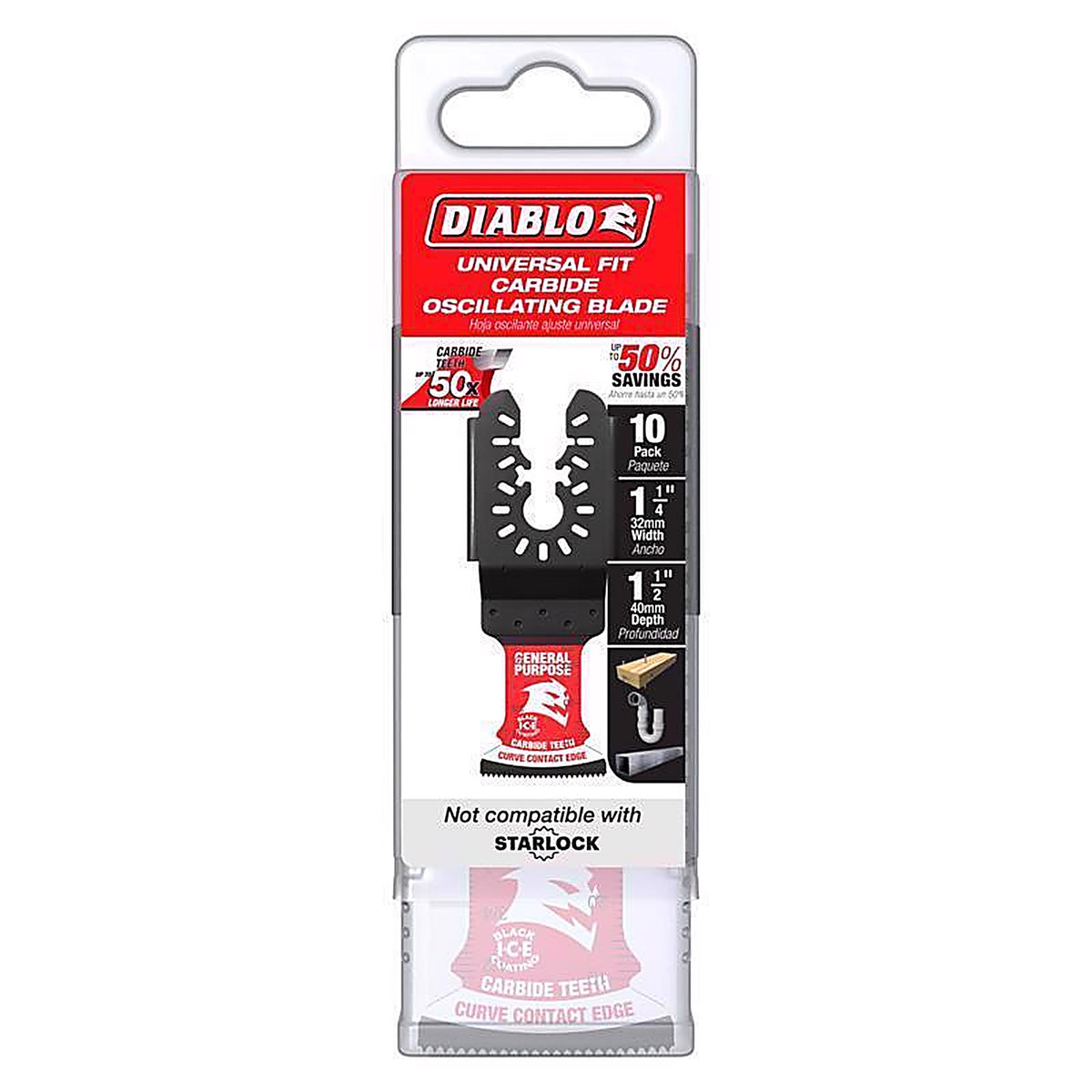 Diablo - DOU125CGP10 - 1-1/4 in. W Carbide Curved Contact Edge Oscillating Blade General Purpose Cuts 10 pk