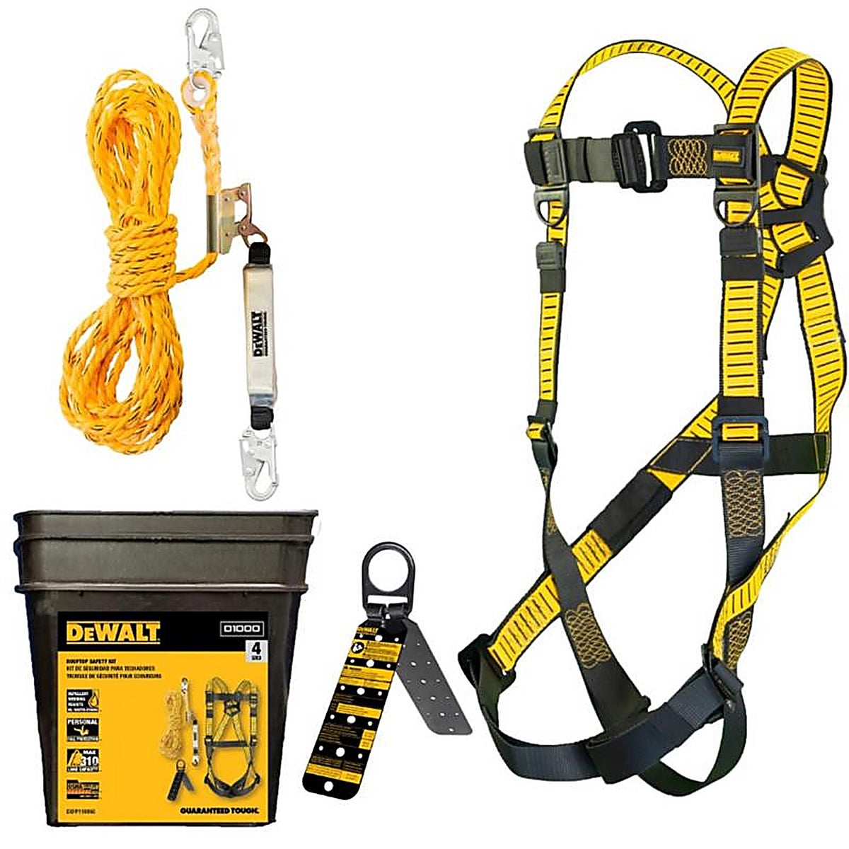 DeWalt - DXFP110050 - Polyester Fall Protection Kit 310 lb. cap. Black/Yellow 3 pc