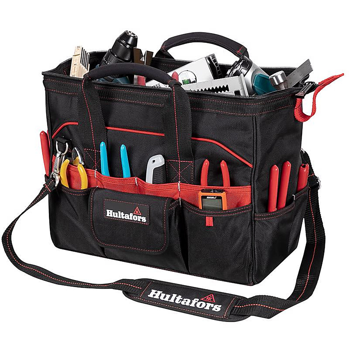 CLC - HT5543 - Hultafors Group 7.5 in. W X 19.5 in. H Ballistic Polyester Tradesman Tool Bag 33 pocket Black/Re