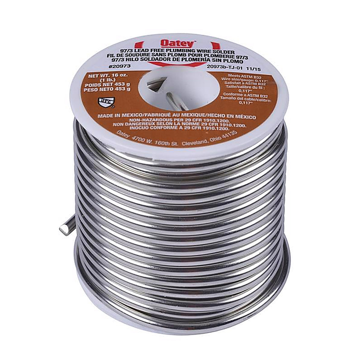 Oatey - 20973 - Lead-Free Plumbing Wire Solder Metal 97/3 1 pc