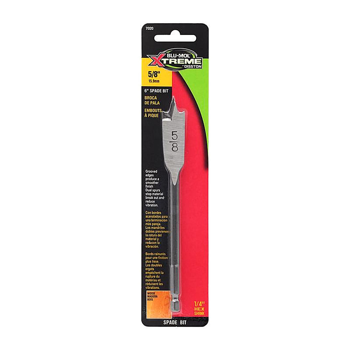 Blu-Mol - E0217020 - Xtreme 5/8 in. X 6 in. L Carbon Steel Spade Bit Hex Shank 1 pk