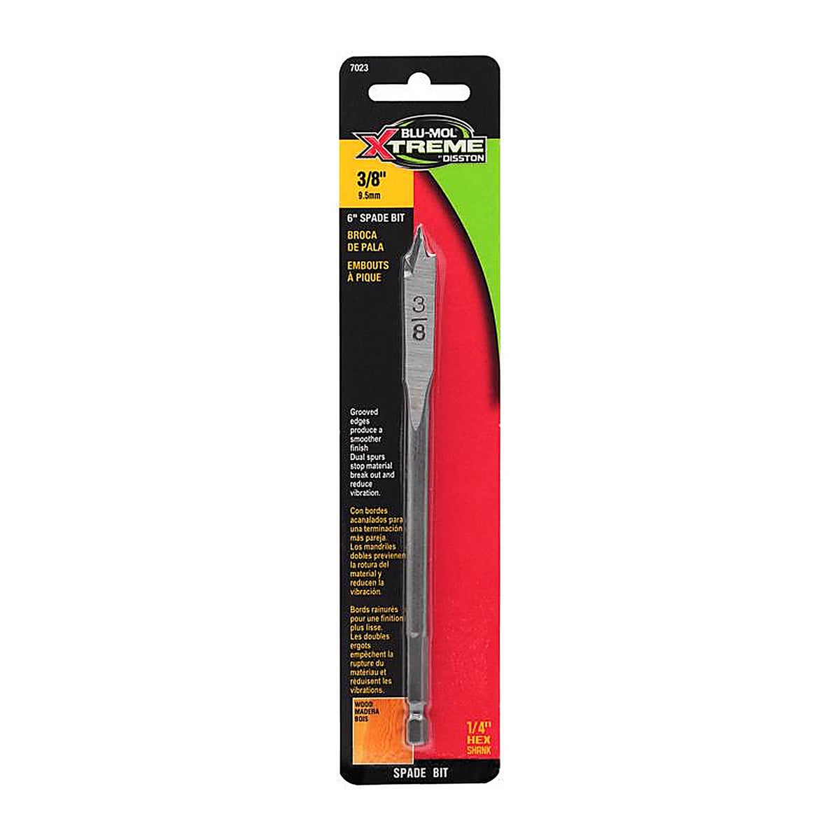 Blu-Mol - E0217023 - Xtreme 3/8 in. X 6 in. L Carbon Steel Spade Bit Hex Shank 1 pk