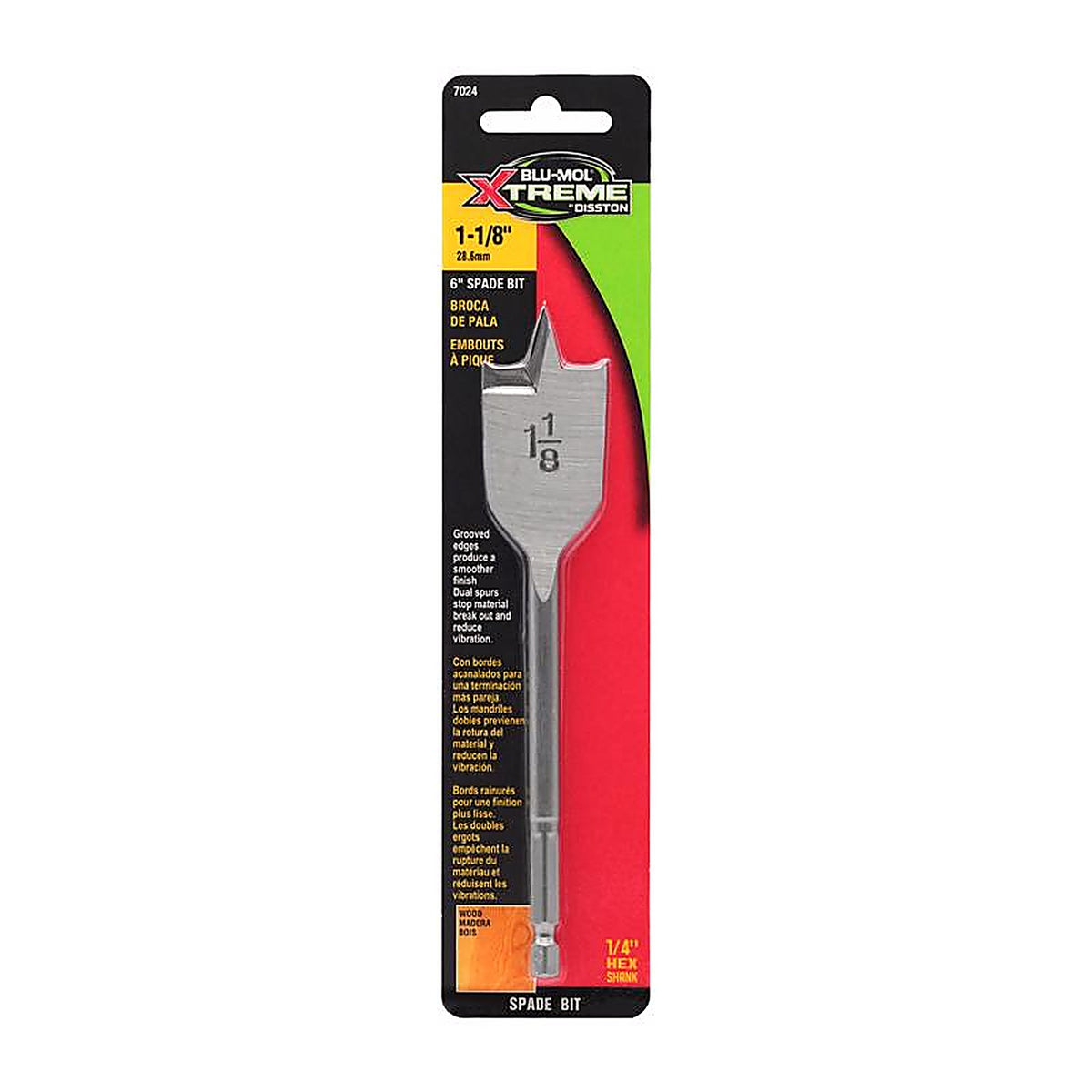 Blu-Mol - E0217024 - Xtreme 1-1/8 in. X 6 in. L Carbon Steel Spade Bit Hex Shank 1 pk