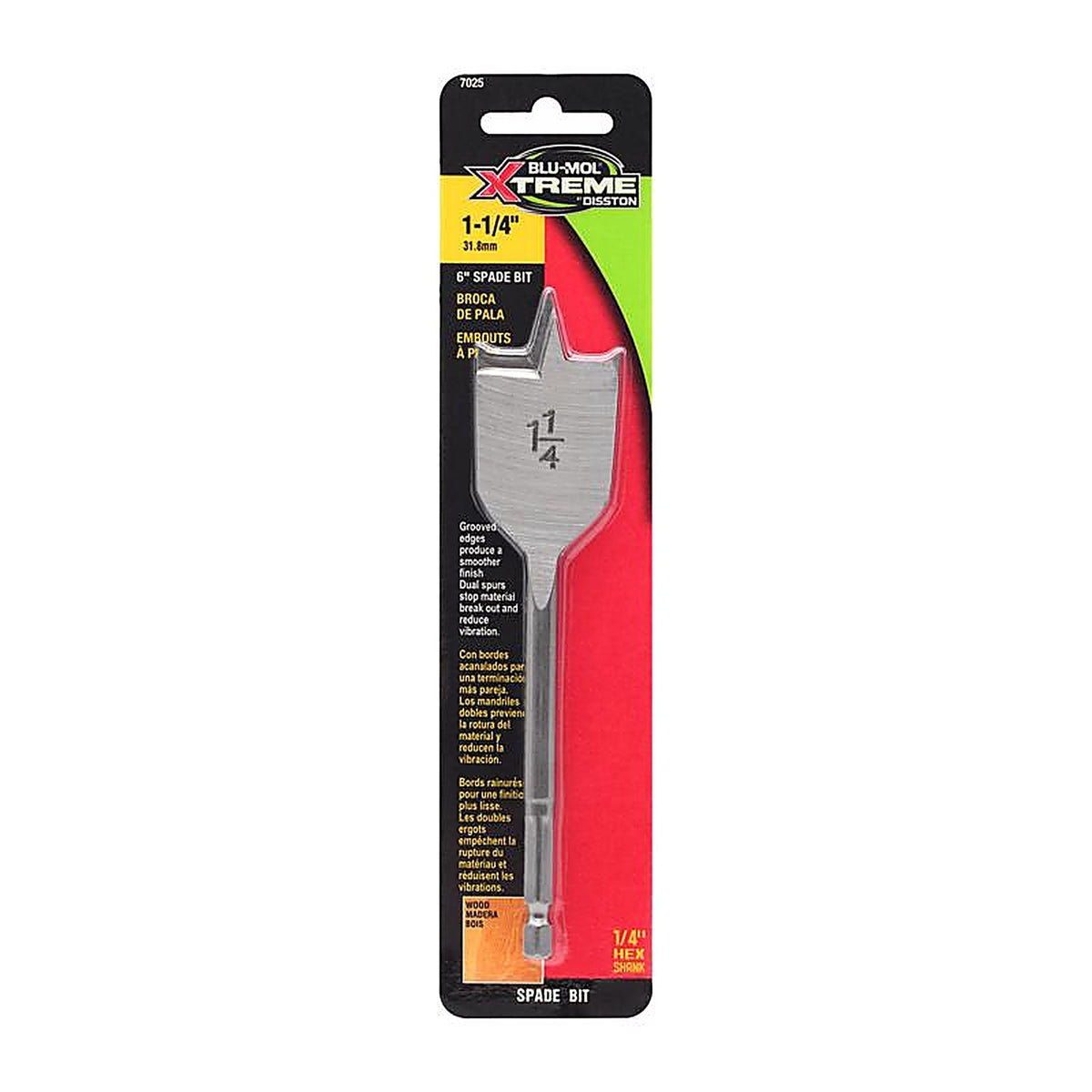 Blu-Mol - E0217025 - Xtreme 1-1/4 in. X 6 in. L Carbon Steel Spade Bit Hex Shank 1 pk