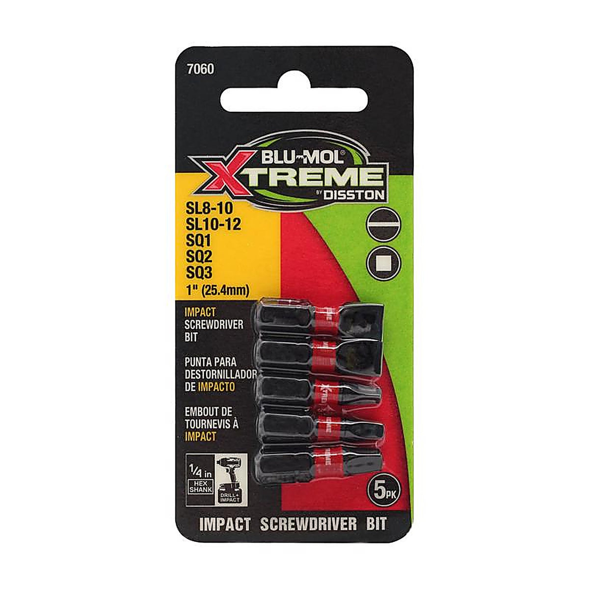 Blu-Mol - E0217060 - Xtreme Assorted 1 in. Impact Driver Bit Set S2 Tool Steel 5 pc