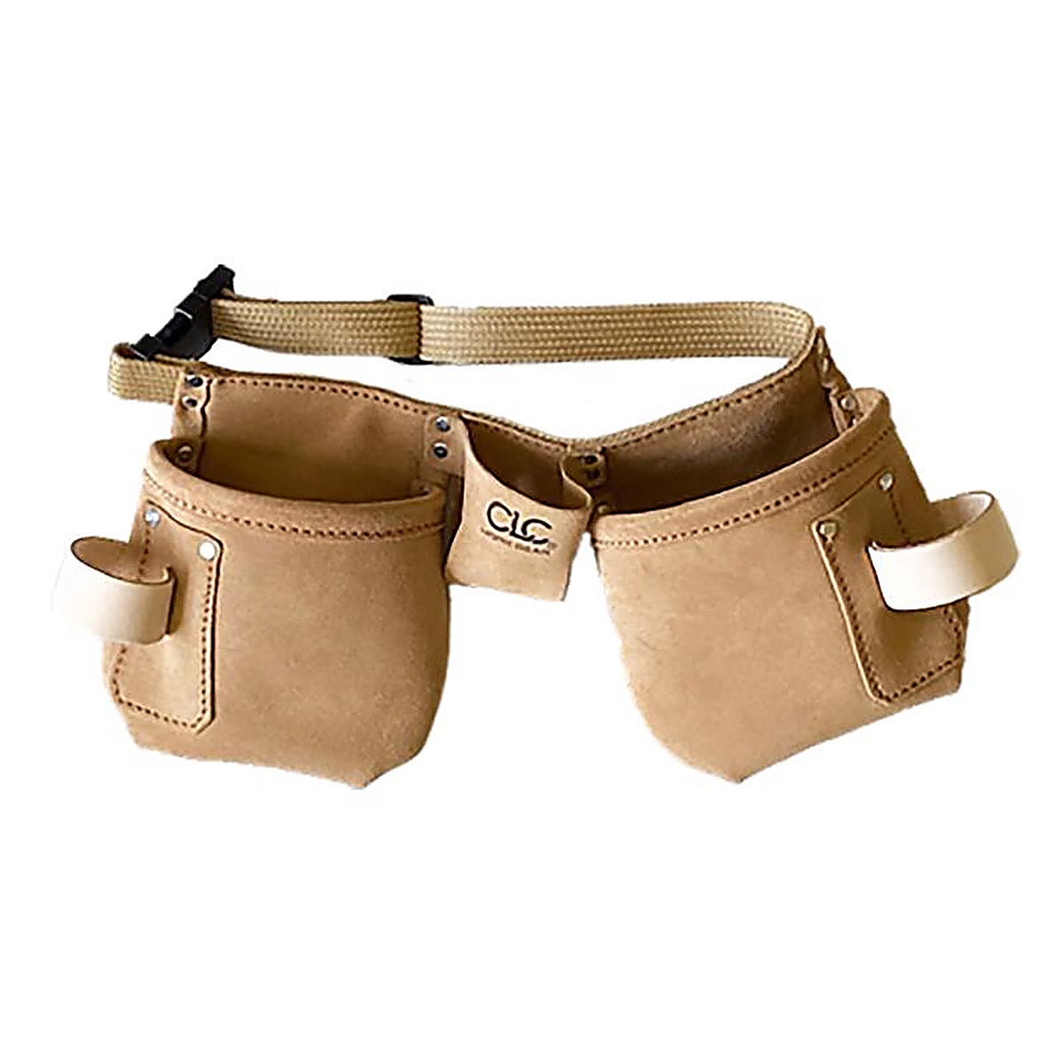 CLC - 710X - 12 pocket Suede Leather Tool and Nail Bag with Belt Beige