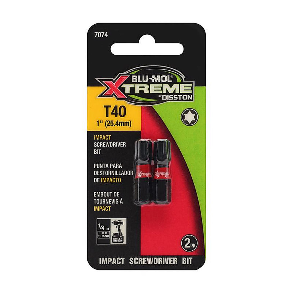 Blu-Mol - E0217074 - Xtreme Torx 40 X 1 in. L Screwdriver Bit S2 Tool Steel 2 pc