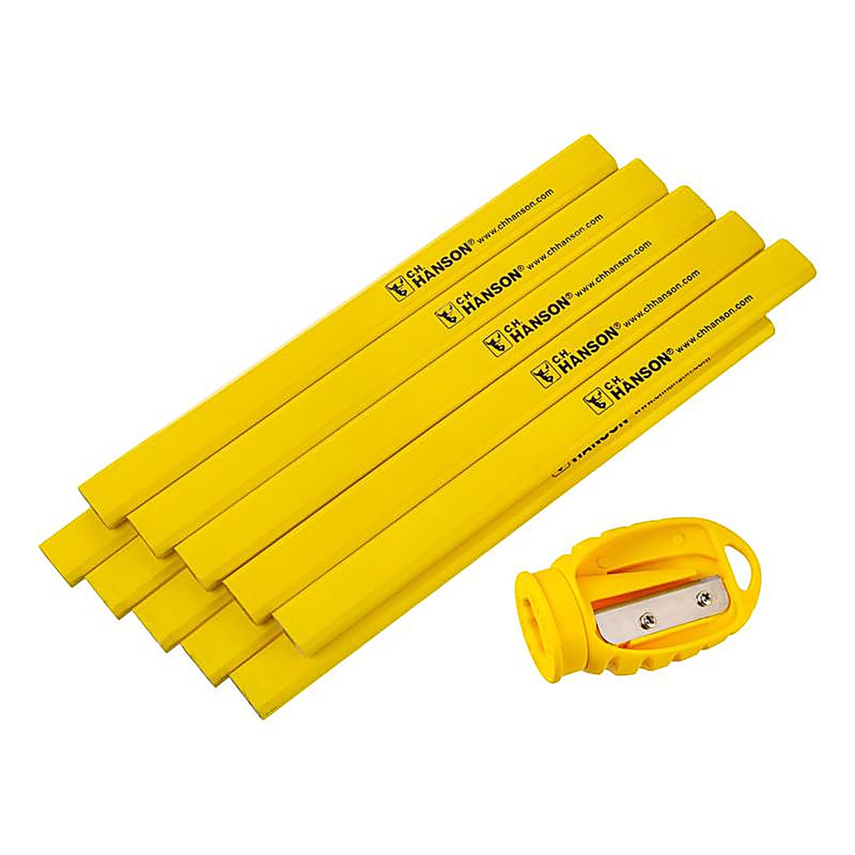 C.H. Hanson - 10214 - Carpenter Pencil and Sharpener Yellow 10 pc