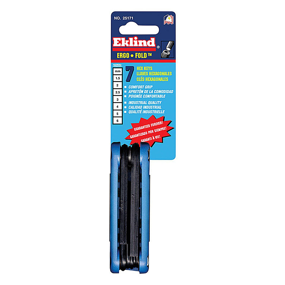 Eklind Tool - 25171 - Ergo-Fold Assorted Metric Fold-Up Hex Key Set Multi-Size in. 7/pc.