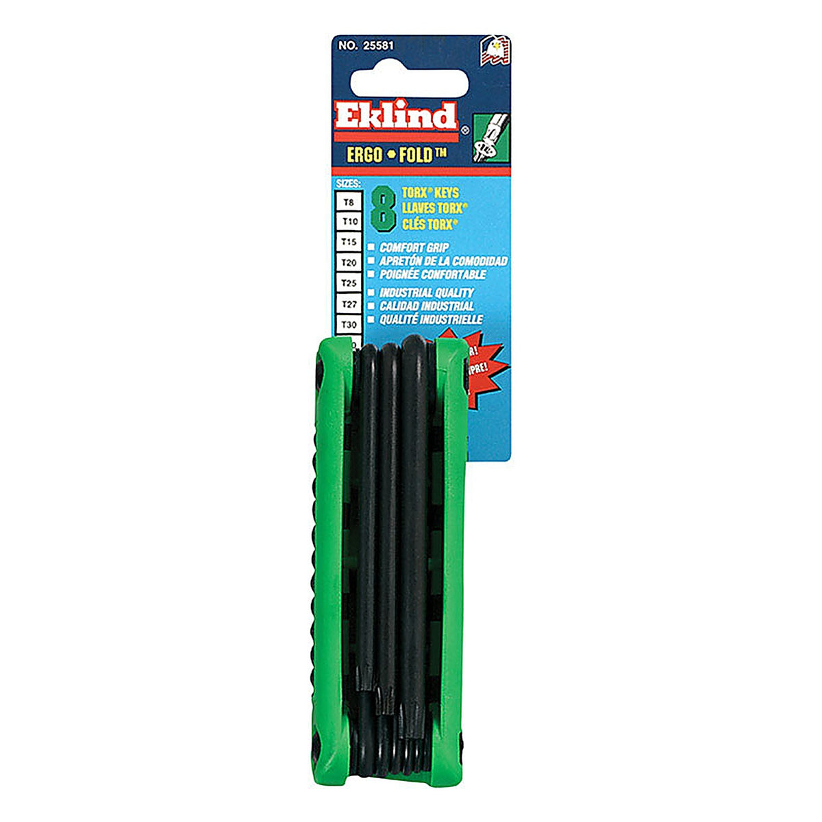 Eklind Tool - 25581 - Ergo-Fold T8-T40 Fold-Up Torx Hex Key Set Multi-Size in. 8/pc.