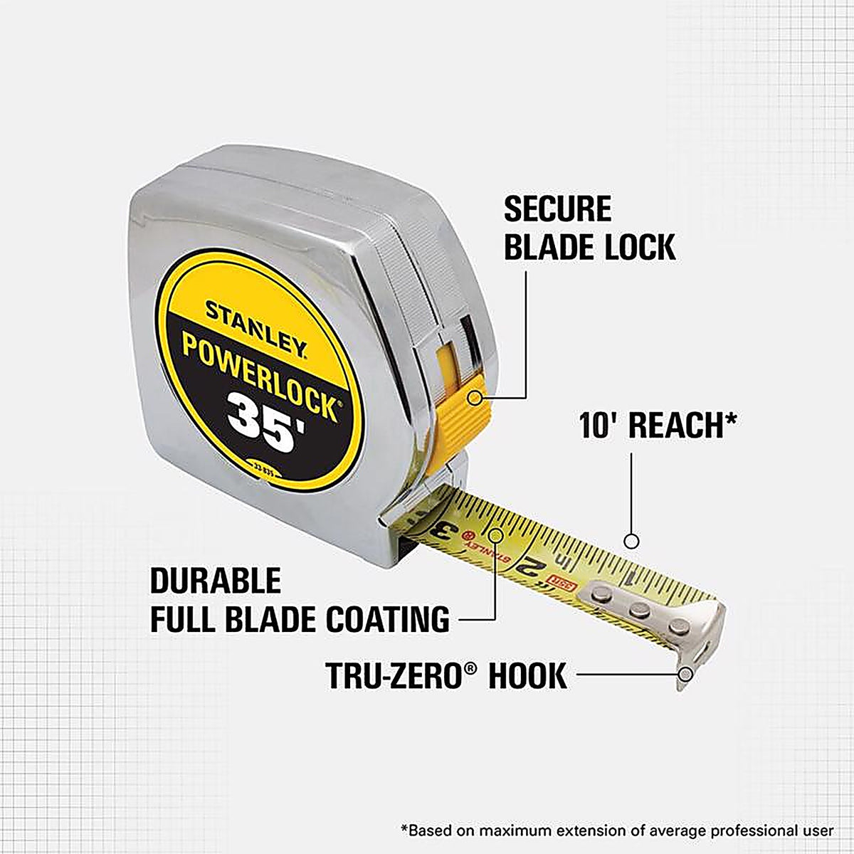 Stanley - 33-835 - PowerLock 35 ft. L x 1 in. W Tape Measure - 1/Pack