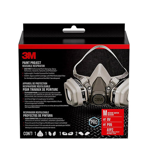 3M - 6211P1-DC - P95 Paint Project Half Face Respirator Valved Gray M 1 pc