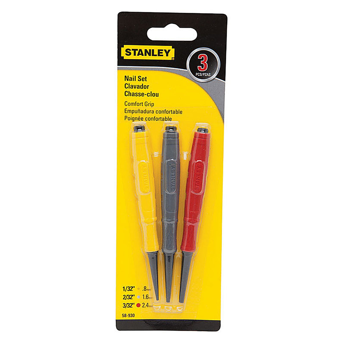 Stanley - 58-930 - Cushion Grip Nail Set 3/pc.
