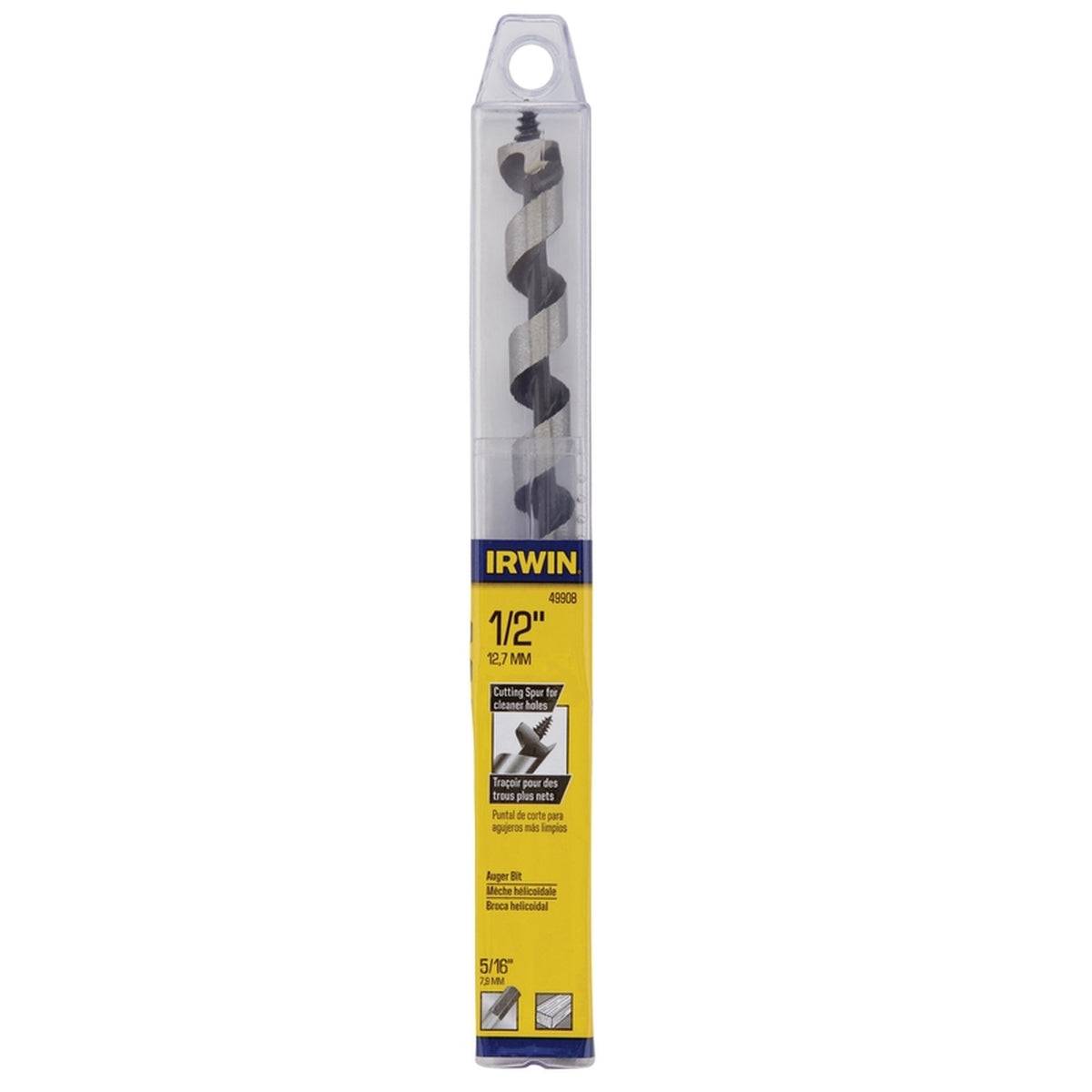 Irwin - 49908 - 1/2 in. Dia. x 7.5 in. L Auger Bit Carbon Steel 1/pc.