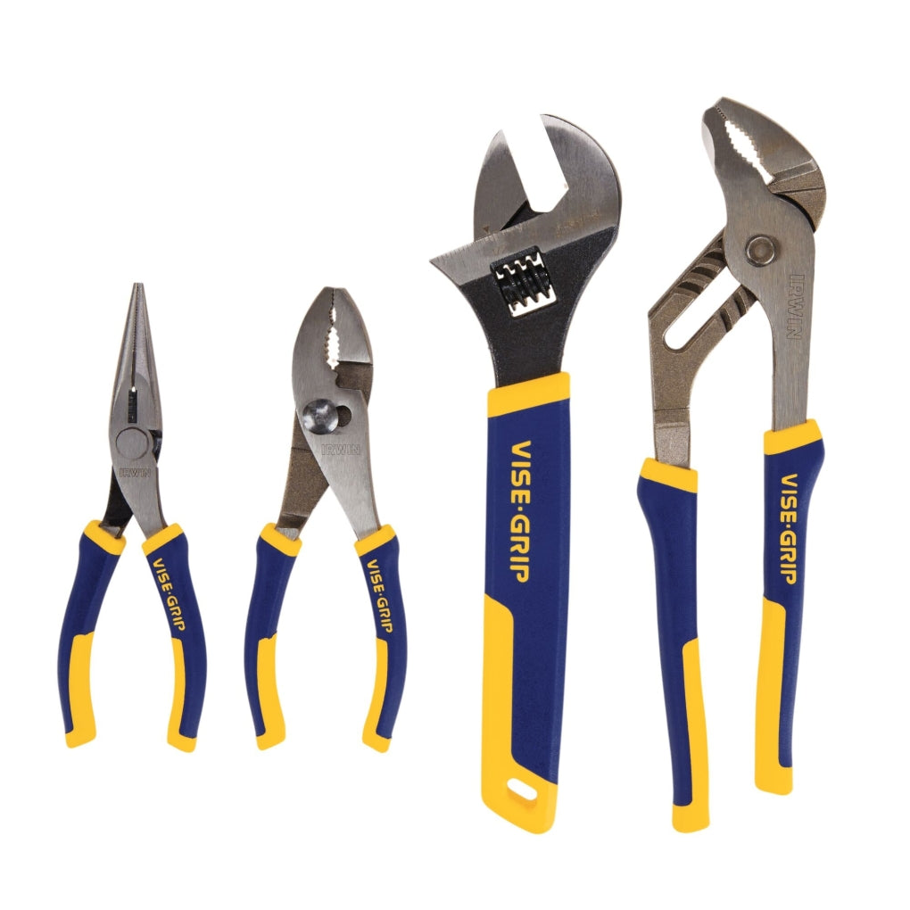 IRWIN - 2078705 - 4 Pc. Pro-Pliers Set-Long Nose-Slip Joint, Adjustable Wrench, Groove Joint
