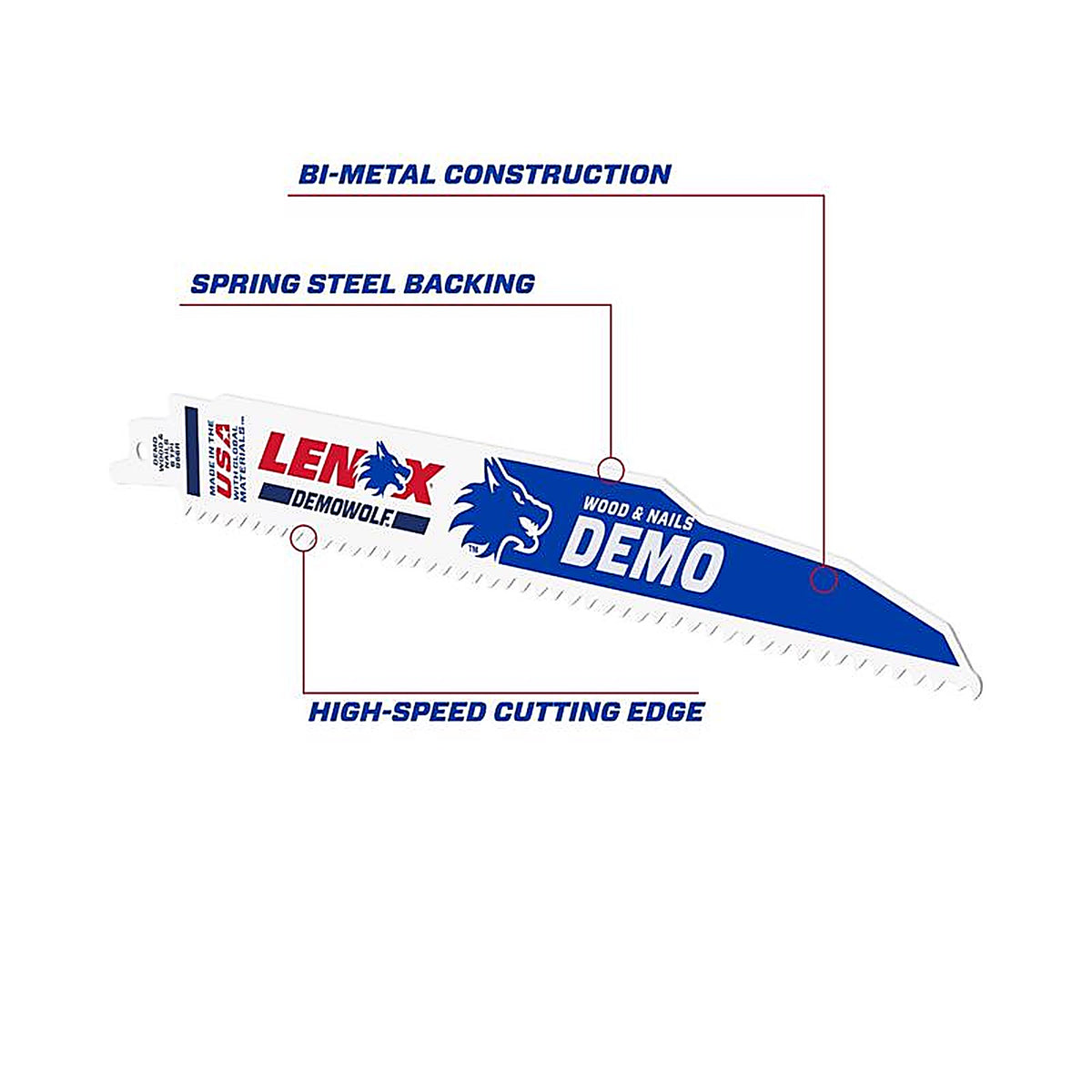 Lenox - 20598966R - 9 in. Bi-Metal Reciprocating Saw Blade 6 TPI - 2/Pack