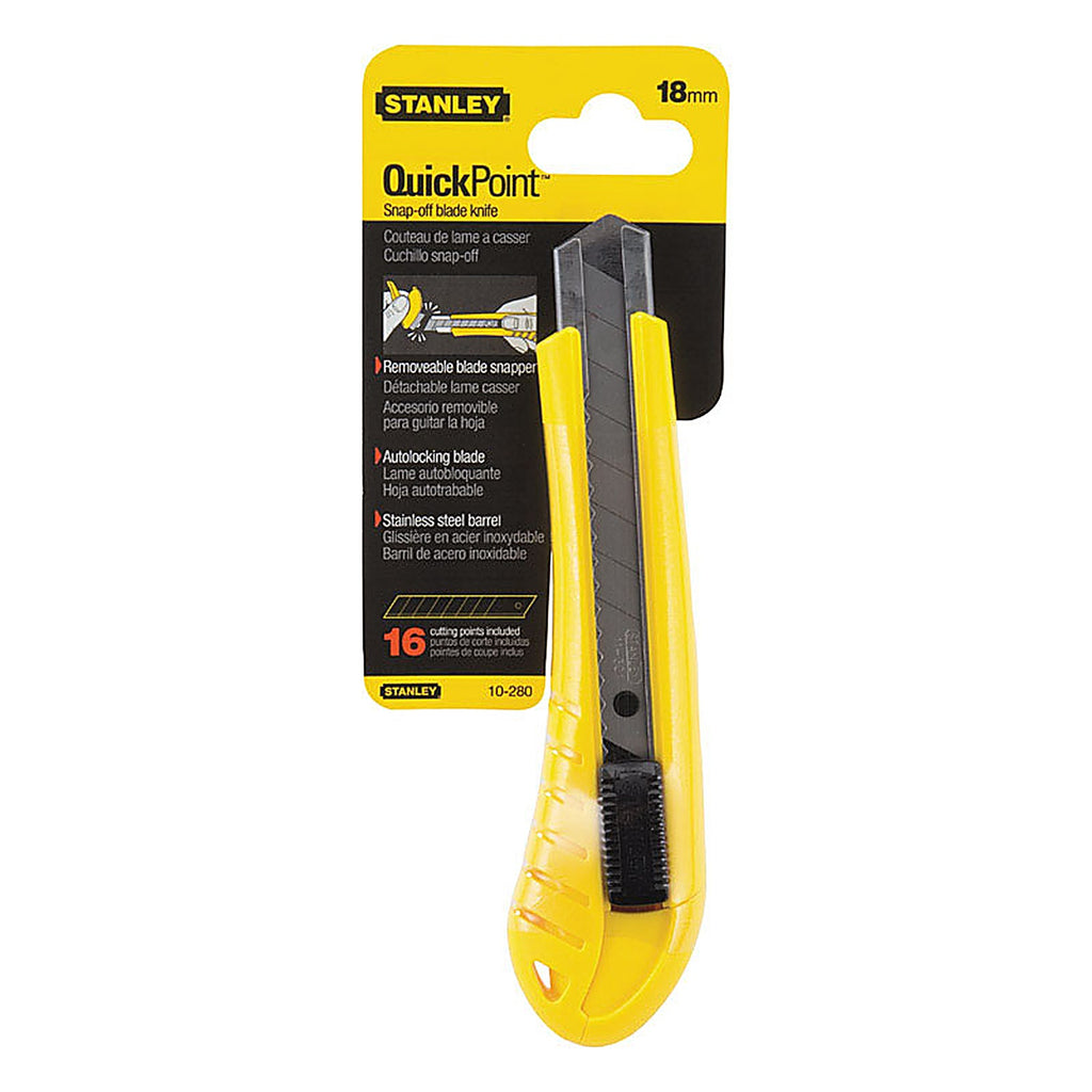 Stanley - 10-280 - Retractable Snap-Off Utility Knife Black/Yellow - 1/Pack