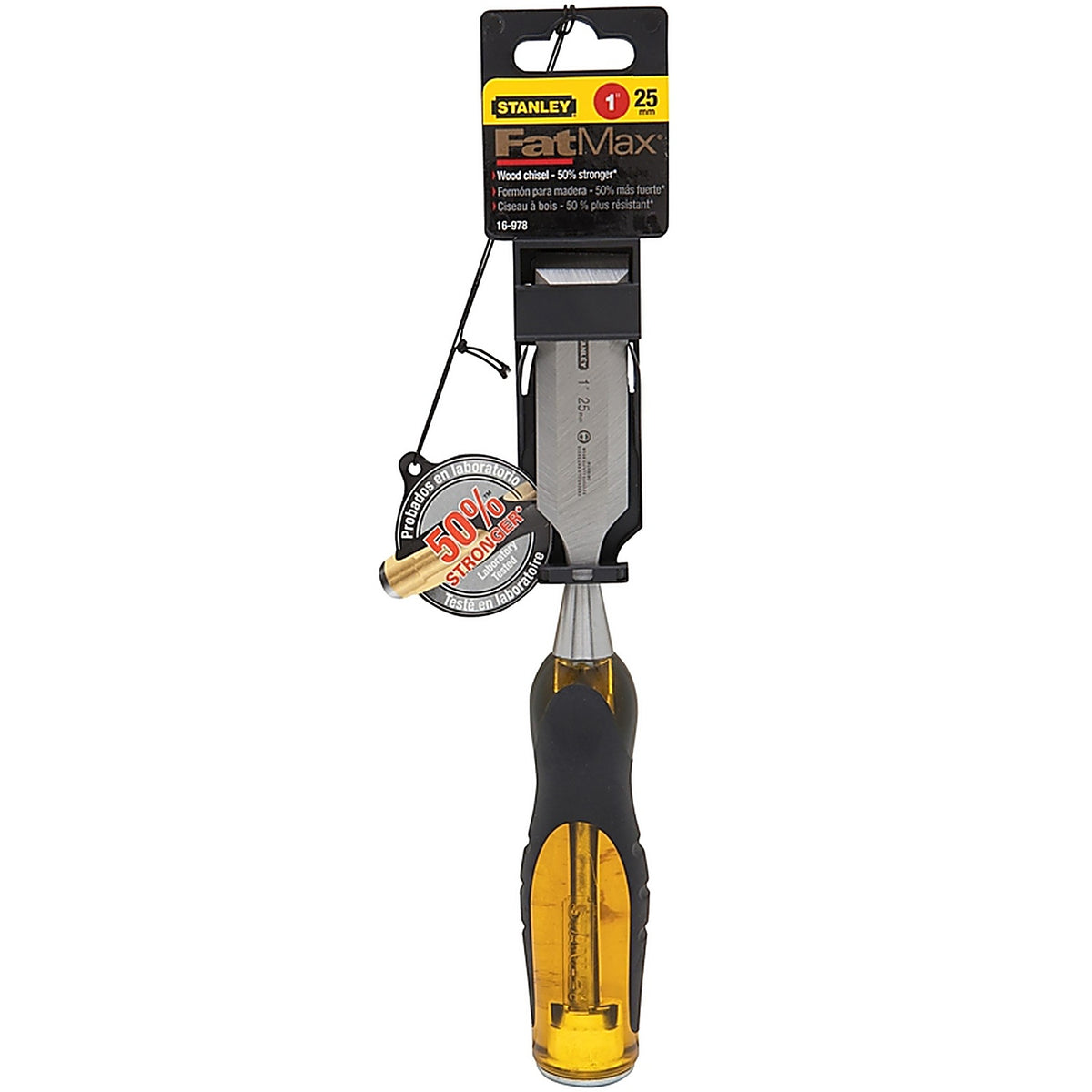 Stanley - 16-978 - FatMax Thru-Tang 1 in. W Steel Wood Chisel Black/Yellow - 1/Pack