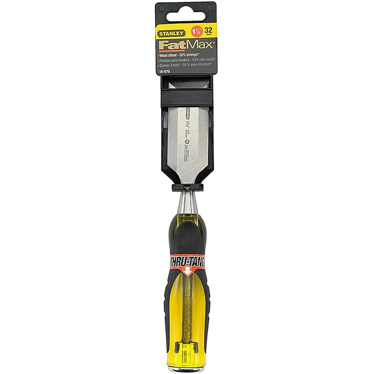 Stanley - 16-979 - FatMax Thru-Tang 1-1/4 in. W Steel Wood Chisel Black/Yellow - 1/Pack