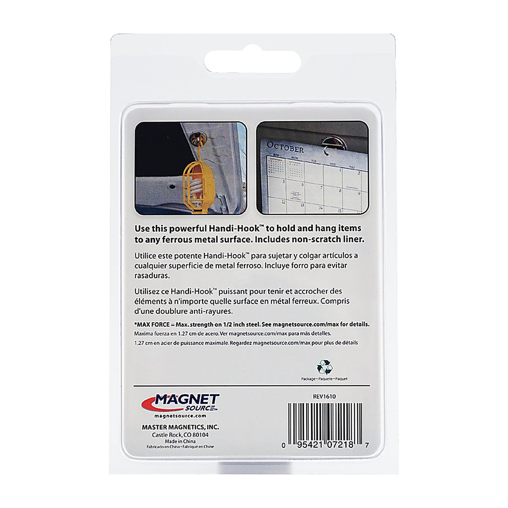 Master Magnetics - 7218 - Handi-Hook 1.25 in. Ceramic Magnetic Hook 20 lb. pull 3.4 MGOe Silver 1/pc.